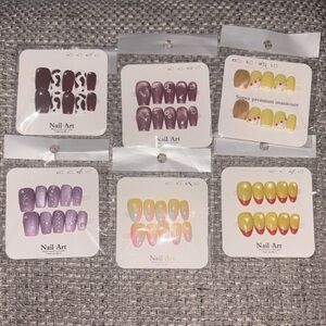 Stylish Nail Art Set - Purple, Yellow, Brown